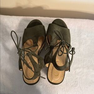 Women's Olive Green Lace-Up Sandals